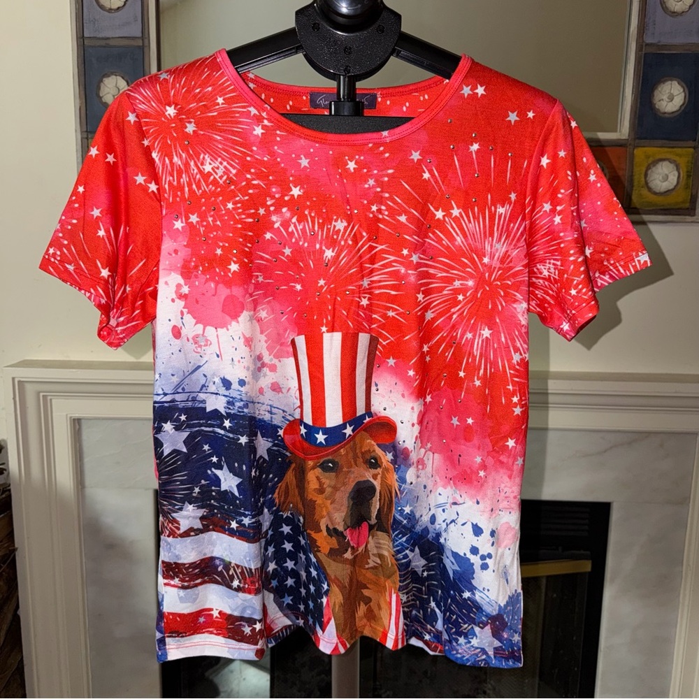 NWOT Gloria Vanderbilt Fourth of July Dog Shirt